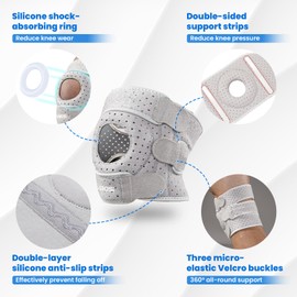 Kniebandage Männer Damen Verstellbar mit Seitlichen Stabilisatoren und Patella-Gelpolstern, Bandage Knie für Arthrose, Meniskus Lindert Knieschmerzen, Knee Support Ideal für Sport, Laufen, Fitness