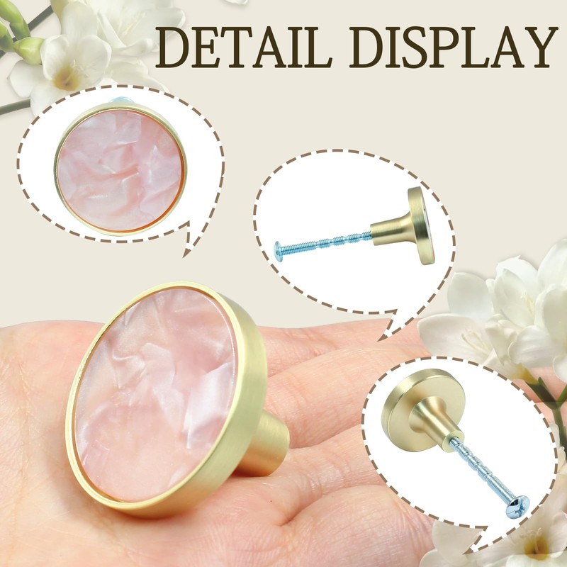 suiwotin 6 Pack Brass Cabinet Knobs, Round Knobs Decorative Dresser