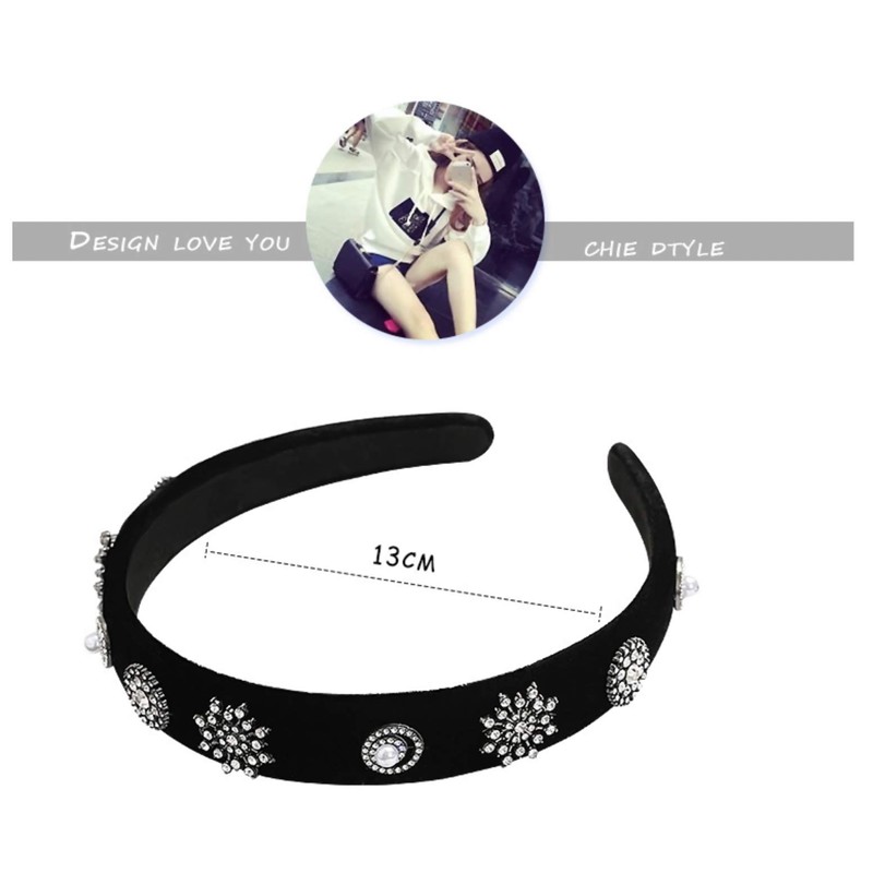 Donalie Women's Velour Headband Black Hair Band Hair Accessory