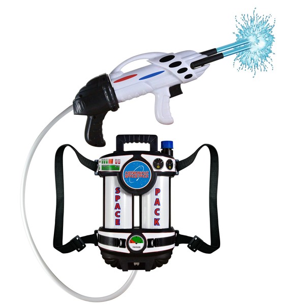 Aeromax Astronaut Space Pack Super Water Blaster with fully adjustable straps for comfort and control., White/Black With Red and Blue Accents