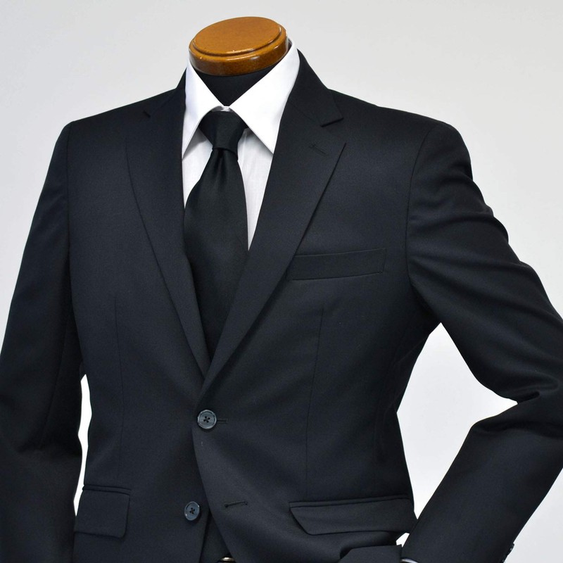 Tuxedo Station Men's Necktie, Silk, Black, Formal Clothes, Plain, Stylish,