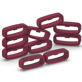 FanTEK 10pcs Watch Strap Holder Loop, 20mm Silicone Watch Band Keeper Retainer Fastener Ring Parts for Smart Watch Band Wristband Replacement, Dark Red
