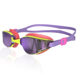 WATER TIME Swipe Swim Goggles for Men and Women Adults, 100% Anti-Fog Anti UV, No Leakage Clear Vision Max Comfort Dual Strap (Purple)