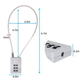 SISAV 3 Digit Cable Combination Lock 12 inches Cable for School Gym Locker,Filing Cabinets,Helmet,Toolbox,Luggage Suitcase,knapsack,Grey 2Pack