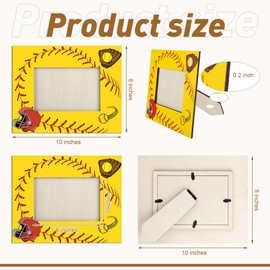 Aneco 12 Pieces Softball Picture Frame 8 x 10 Inch Softball Pattern Photo Frames Softball Wooden Photo Frame Display 4 x 6 Inch Photos for Tabletop Home Hotel Office Decor for Sports Theme Party Gifts