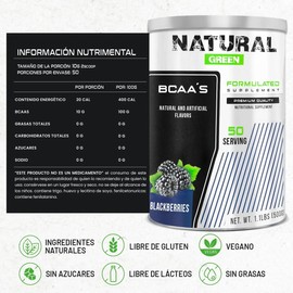 Bcaas Aminoácidos Green 500g 50 Servicios Sabores