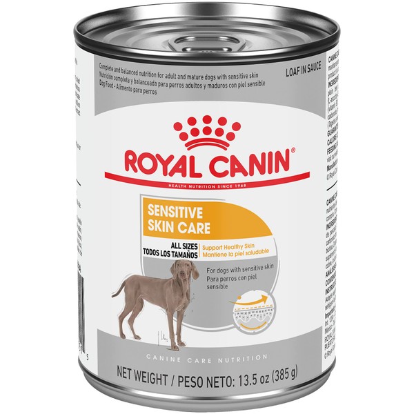 Royal Canin Sensitive Skin Care Loaf in Sauce Wet Dog Food, 13.5 oz can (12-Count)