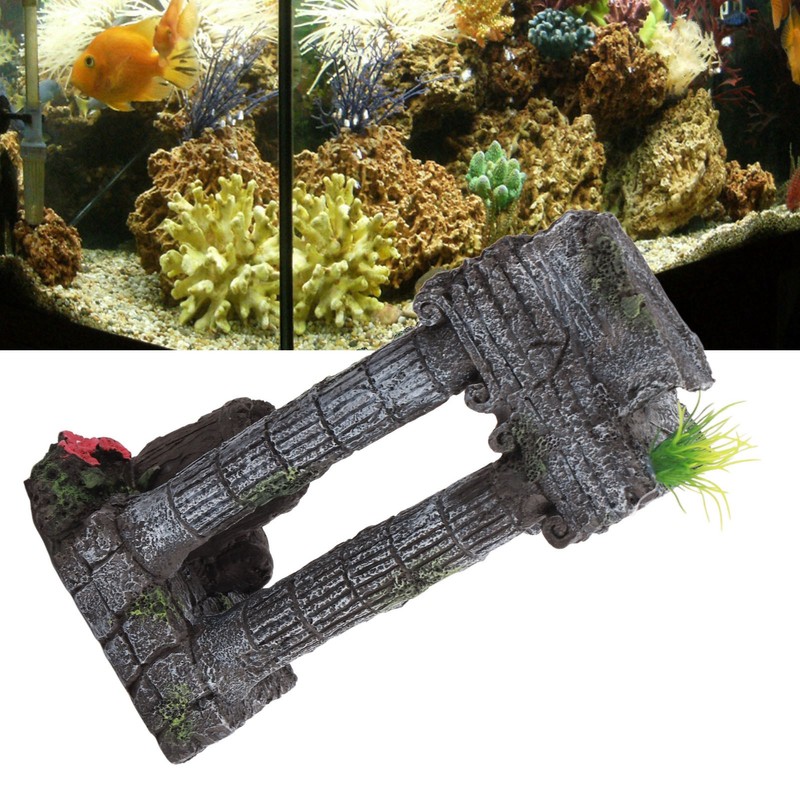 Aquarium Decoration Roman Columns Simulation Reusable Resin Fish Tank Landscape