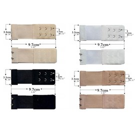 Yesmin Pack of 6 Bra Strap Extenders Extensions Elastic Extender Set 2 Hooks 1.3cm Spacing (Black)