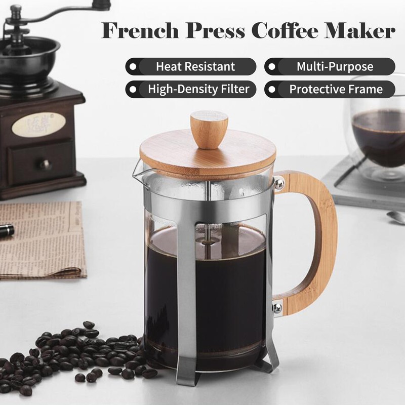 20oz French Press Coffee Maker with Wooden Handle High-Density Filter