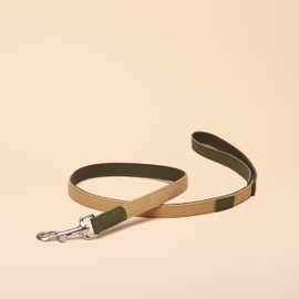 Rosewood x Joules Khaki Dog Lead – Durable Leather and Webbing Detail, Stylish Design with Brushed Metal Clip, Premium Pet Accessory