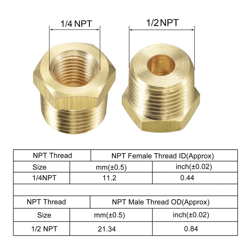 sourcing map Brass Pipe Fitting Reducer Adapter 1/2NPT Male x