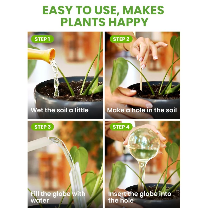Plant Watering Globes Plastic Set of 4 - Automatic Plant