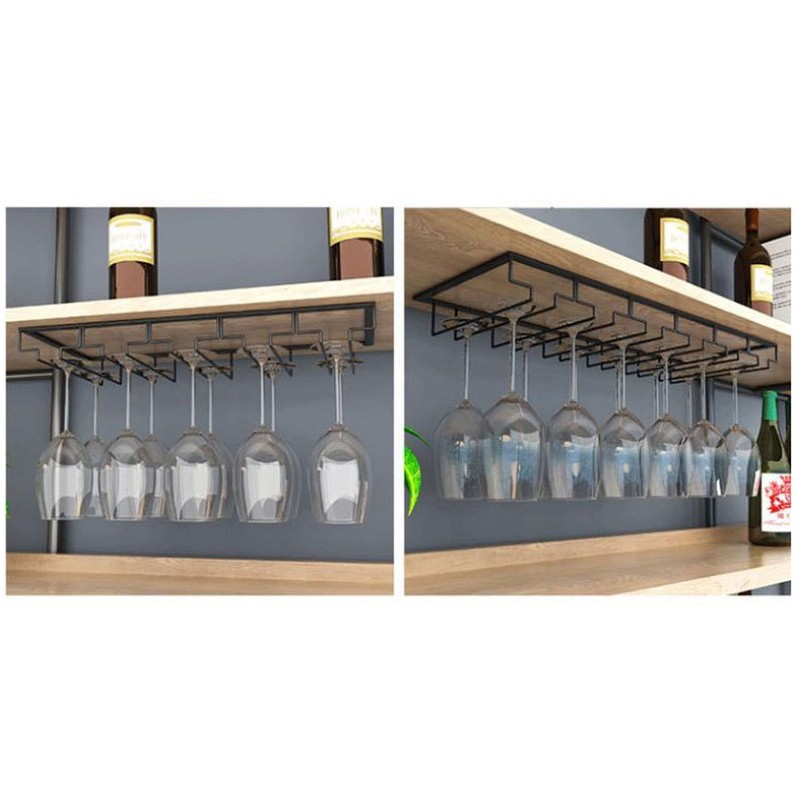 Stemware Holder Black 4 Slot Iron Wire Assembled Design Corrosion