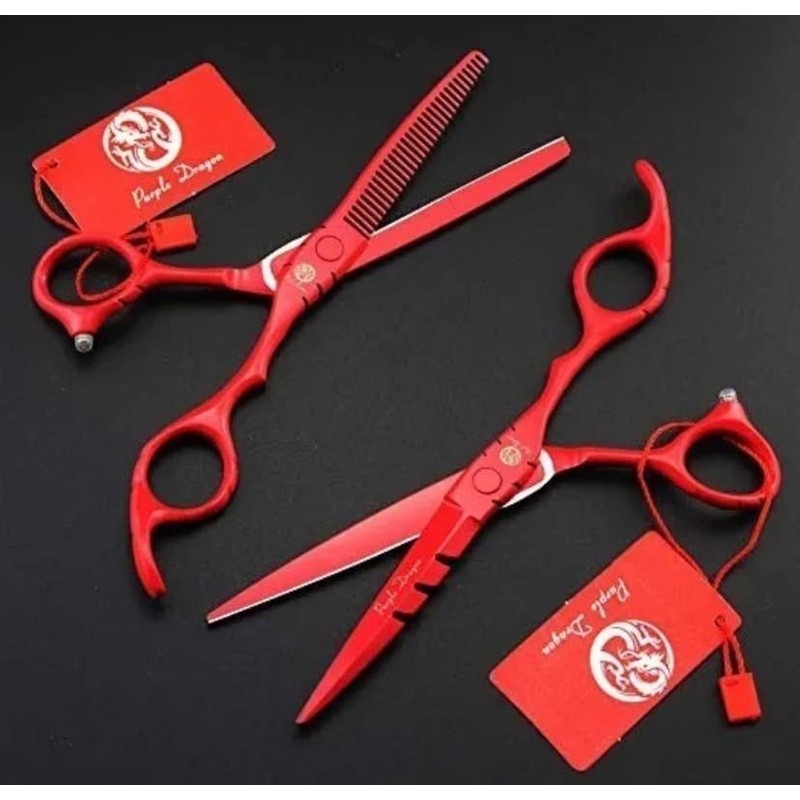 Kit Tijeras Profesionales Estilista Barbero Peluquero Purple Dragon 5.5 pulgadas