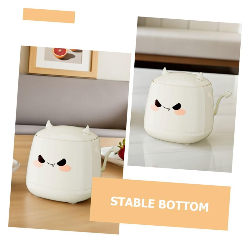 Levemolo Cute Small Desktop Trash Can with Lid Creative Mini
