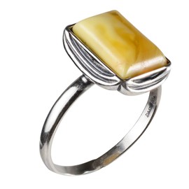 HolidayGiftShops Sterling Silver Baltic Butterscotch Amber Ring Cora Size: 5.5