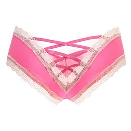 Sofishie Sexy V-Back Criss Cross Panties - WhitePink - Small
