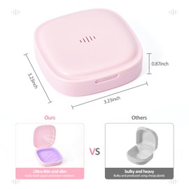 Gaboolo Retainer Case Slim Aligner Case with Vent Holes Compatible with Invisalign Removable Inner Tray Silicone for Easy Cleaning (Pink Purple)
