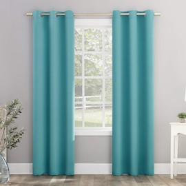 Sun Zero Riley Kids Bedroom Blackout Grommet Curtain Panel, 40" x 84", Surf Blue