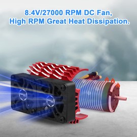 ARRAROWN RC Cooling Fans Surpass Hobby Twin 30mm RC Car Motor Fan with Red Metal Heatsink 4068 4274 Brushless Motor Heatsink for 1/8 1/10 RC Car 40mm 42mm Brushless Motor
