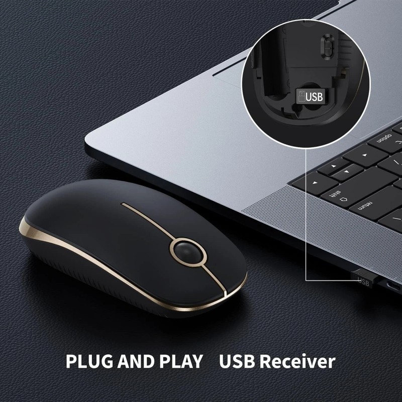 VssoPlor Wireless Mouse, 2.4G Slim Portable Computer Mice with Nano