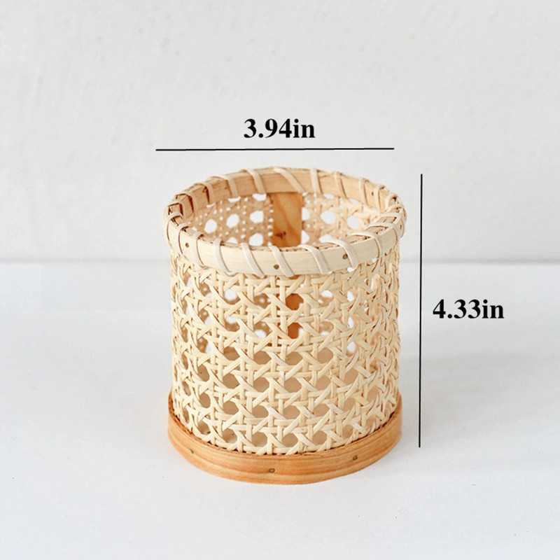 Rattan Pen Holder, Hand Woven Small Wicker Pen Cup Multi-Functional