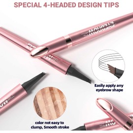 Punta de BifurcacióN del LáPiz 4 del Tatuaje de La Ceja de Microblading 3d,LáPiz de Cejas LíQuido,LáPiz de Cejas Impermeable de Larga DuracióN,Crea Un Maquillaje de Cejas Natural (Marron oscuro)