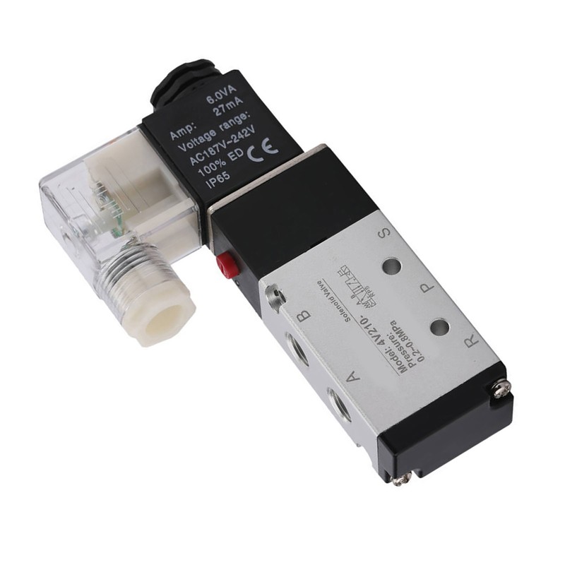 2 Position 5 Way Pneumatic Solenoid Valve Aluminium Alloy Wear