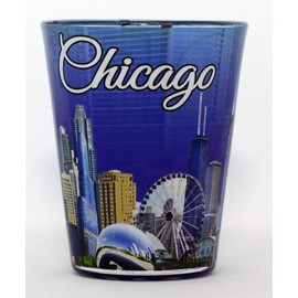 Chicago Illinois Purple Skyline Letters Shot Glass