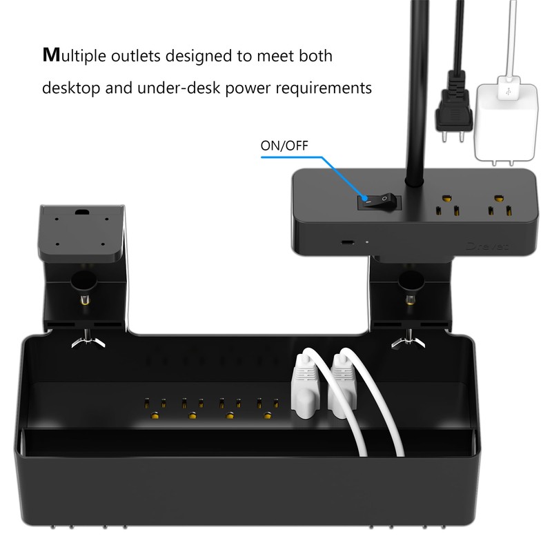 Drevet LED Desk Lamp for Home Office with Cable Management