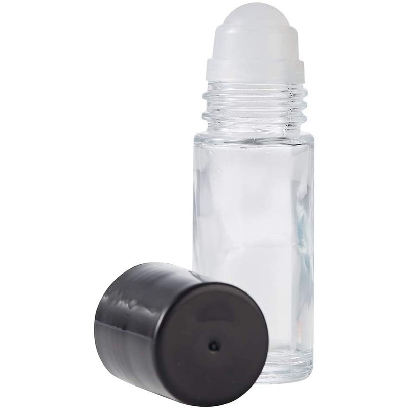 YuanHolumid 2Pcs Black 30ml Clear Empty Glass Essential Oil Roller