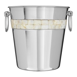 Premier Housewares Champagne Bucket with Mother of Pearl Inlay Design, Silver