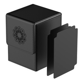 Pulchra Card Deck Box with 2 Dividers per Holder for TCG, Large Size Holds up to 110 Cards (Elemental Design,Black)
