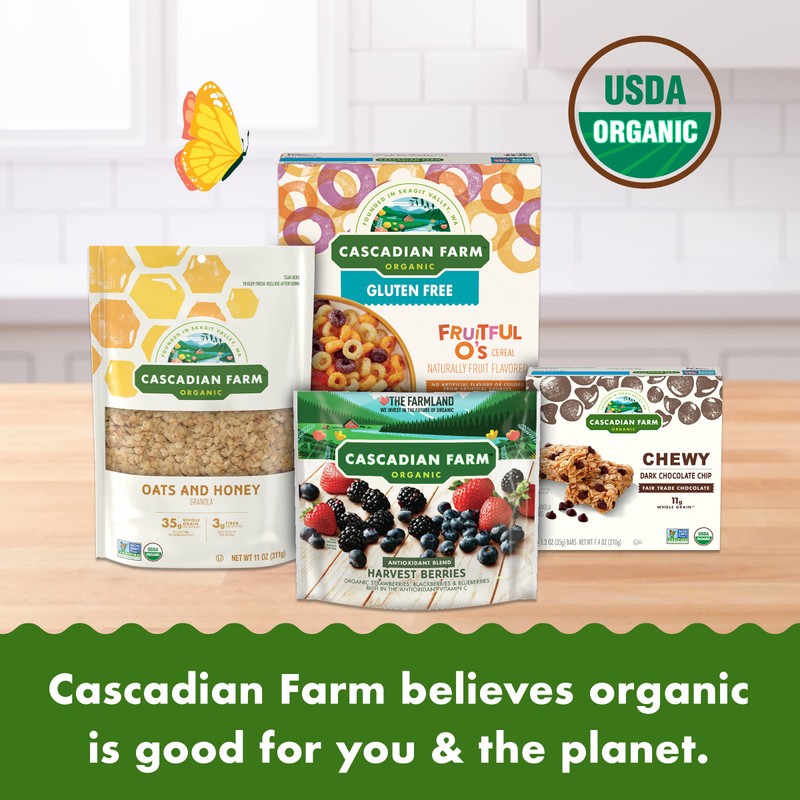 Cascadian Farm Organic Granola, Dark Chocolate Almond Cereal, Resealable Pouch,