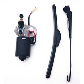 Universal 12V Electric UTV Windshield Wiper Motor Kit Fits Polaris Ranger RZR Kawasaki Honda Pioneer Golf Cart, 110 Degree Sweep Wiper Size: Arm: 13.7inch Blade:13.7inch