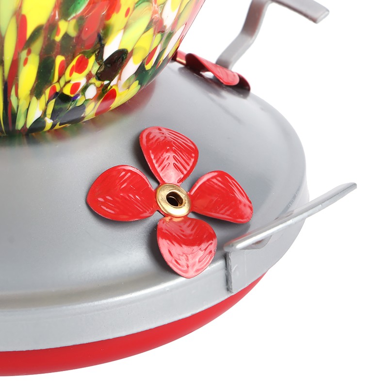 Hummingbirds Water Feeder Colorful Painting Glass Bird Feeding Tool for