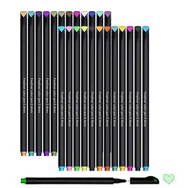 Plumones Punta Pincel de 24 Colores, Marcadores, Plumas de Colores de Punta Fina, Conjunto de Bolígrafos de Súper Fino de 0.4 mm,Planificadores con Punta de Fineliner No tóxico para Escribir y Dibujar