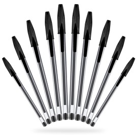 G4GADGET Premium Pack of 10 Black Biro Ballpoint Pens - Medium Tip for Fluent, Smooth Writing - Professional Quality Pens for Home, Office, and School Use - Long-Lasting Ink and Ergonomic Design