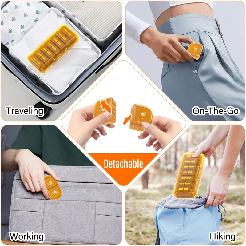 Codcaw Weekly Pill Organizer 2 Times a Day, Moisture-Proof, Detachable