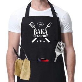 AcevedoDesign Baka Head Chef Apron - Father's Day Gift - Birthday Gifts For Dad - Baka Apron - Men's Apron - Head Chef Apron - Kitchen Apron For Baka - Cooking Apron With Pocket - Baker Gift, Black,