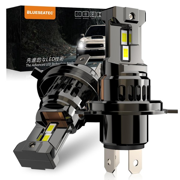 BLUESEATEC H4 LED Headlight, Mini Size, Compatible with Vehicle Inspection,