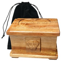 FITWOWFIT Pet Memorial Urns for Dogs or Cats Ashes, Solid Acacia Wooden Funeral Pets Memorial Urns, Cremation Urns Keepsake Memory Box for Loss Pets, Ashes Urn for Pets (Natural Color, L)