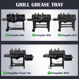 Hiorucet Grease Tray for Char Griller 5050, 5650, 5072, Texas Trio, 3070 Replacement Parts, Porcelain Enameled Steel 200163 Grill Drip Pan with Catch Pan for Chargriller Accessories.