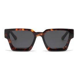 LJCZKA Retro Square Sunglasses for Women Men, Vintage Rectangle Sunglasses Thick Frame Chunky Shades 90s with UV400 Protection