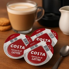 Tassimo Costa Latte Espresso Coffee Pods (Total 48 Pods, SOLD LOOSE, NO MILK Pods)