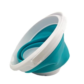 SAMMART Collapsible Plastic Bucket - Foldable Round Tub with Handle - Pop Up Saving (Ceramic Blue+Pale Purple (Set of 2), 5.5L)