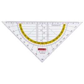 Brunnen 104975701 Geometry Triangle with Handle (for school and office 16 cm with Handle shatterproof, transparent), transparent