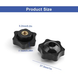 DIYCUT Pack of 25 Star Grip Nuts M6, Star Grip M6 Hand Wheel, Plastic Nut Brass Internal Thread Star Screw, Black Grip Nuts Knurled Nut for Machines, Industry, Devices