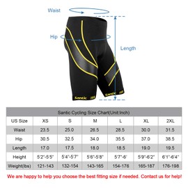 Santic Men's Cycling Shorts Biking Bicycle Bike Pants Half Pants 4D Coolmax Padded Bike Shorts Yellow M